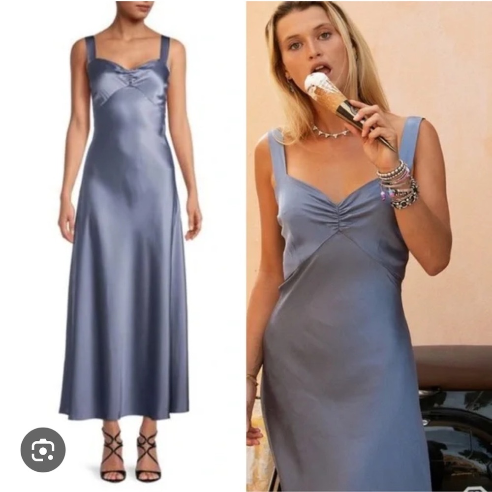 Dannijo Mystic Blue Wide Strap Slip Dress